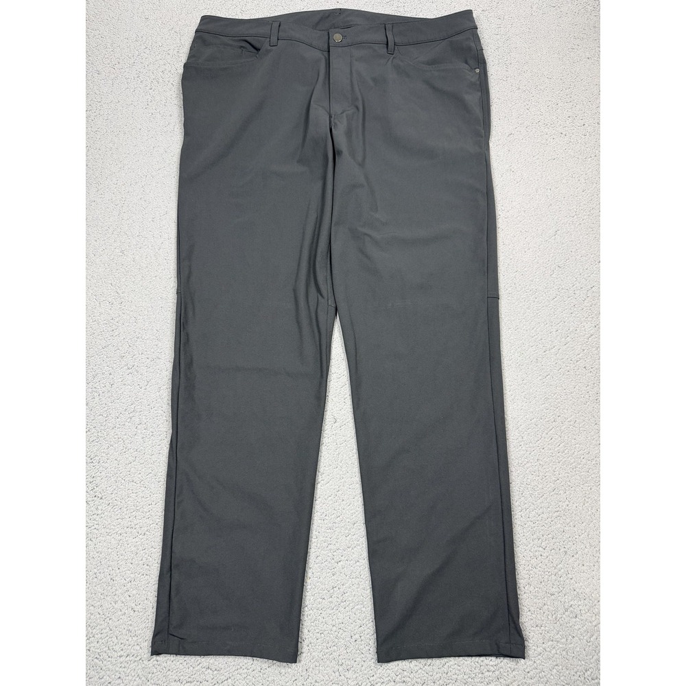 Lululemon ABC Pants Mens 40 Black Woven Khakis Stretch Straight Leg Zip Pocket